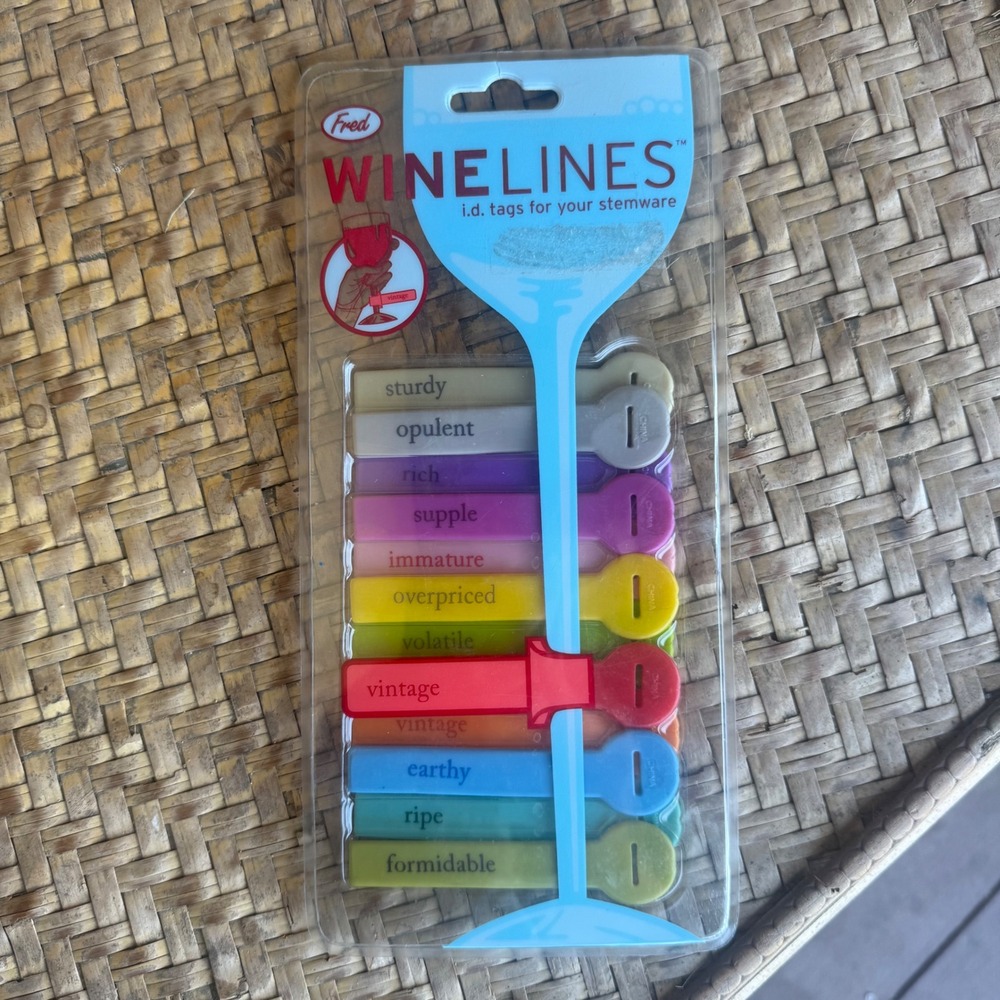 Fred WineLines ID Tags Unisex OS Multicolor Silicone Stemware Markers 12 Pack